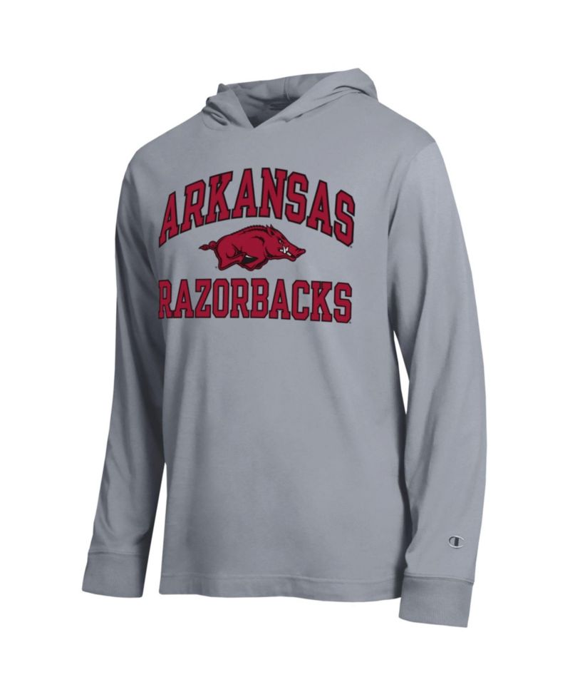 Men's Heather Gray Arkansas Razorbacks High Motor All-Star Long Sleeve Hooded Sweatshirt