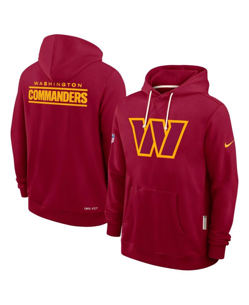 Men's Burgundy Washington Commanders Sideline Initial Home Performance Pullover Hoodie