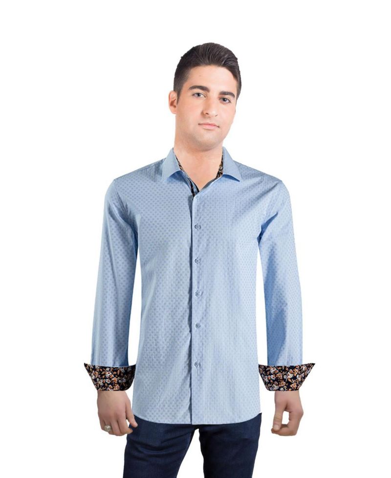 Men's Slim Fit Jacquard Dot Button-Down Shirt