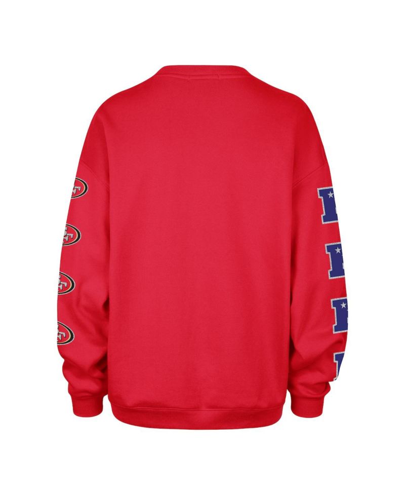 Women's Scarlet San Francisco 49ers Go Big Oversized Pullover Sweatshirt