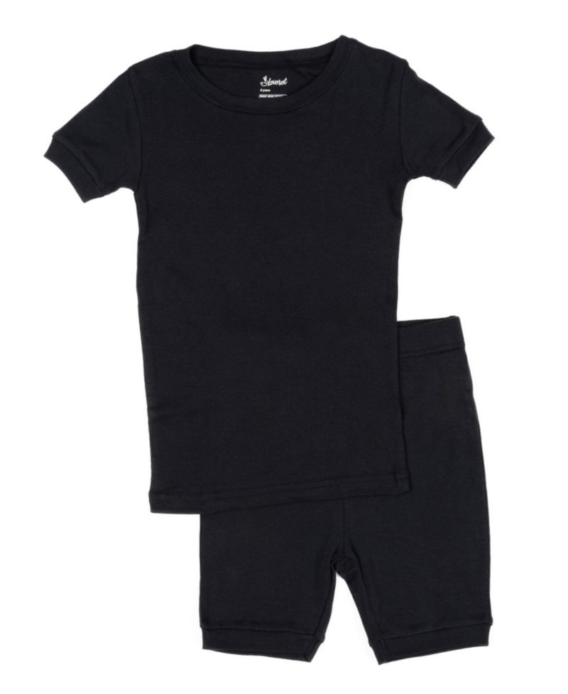 Kids Matching Family Two Piece Cotton Short Sleeve Shirt and Shorts Solid Color Pajamas 6-14
