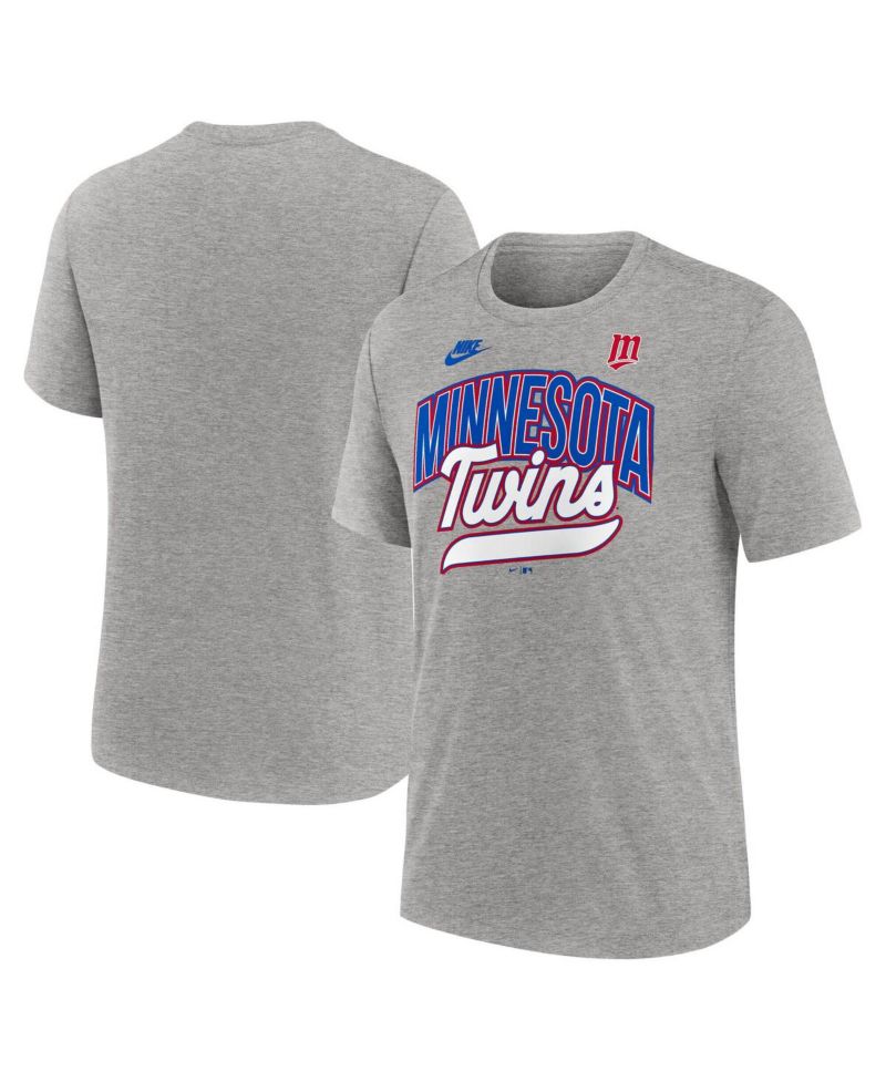 Men's Heather Gray Minnesota Twins Cooperstown Collection Retro Tri-Blend T-Shirt