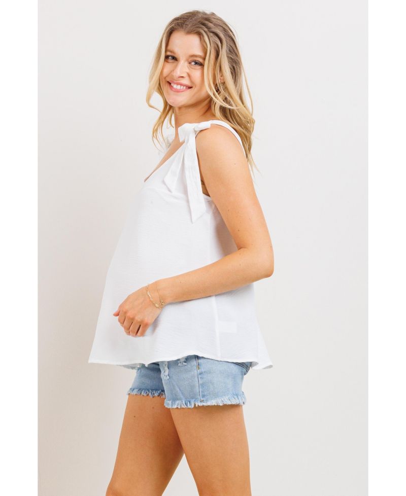 Maternity Adjustable Tie-Shoulder Tank Top