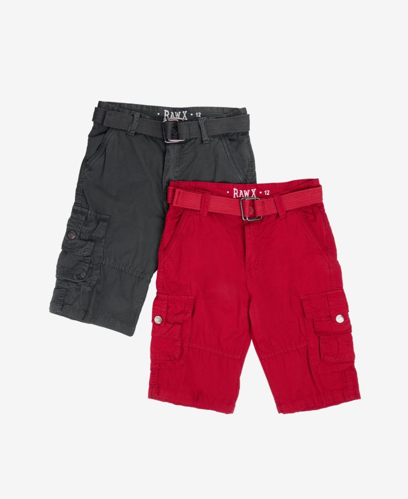 Boy's 2 Pack Combo Belted Twill Cargo Shorts