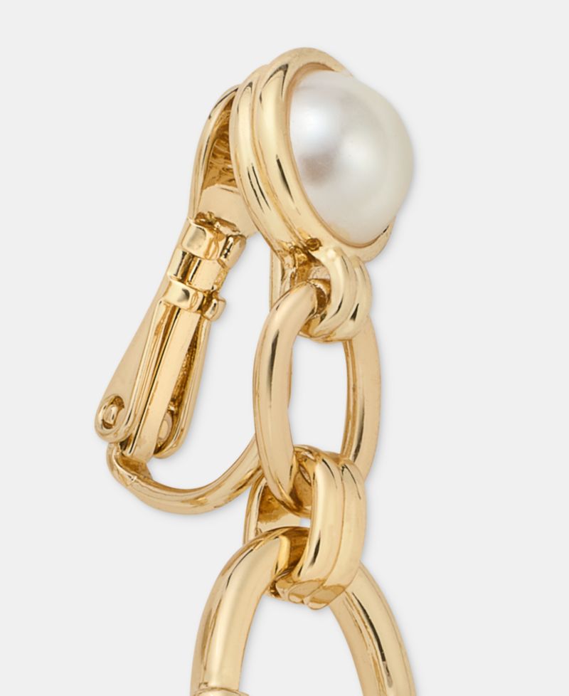 Imitation Pearl Linked Clip-On Drop Earrings