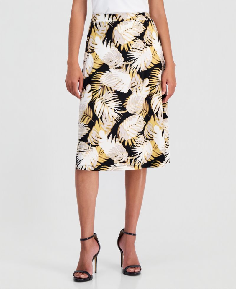 Women's Printed Pull-On A-Line Stretch Skirt