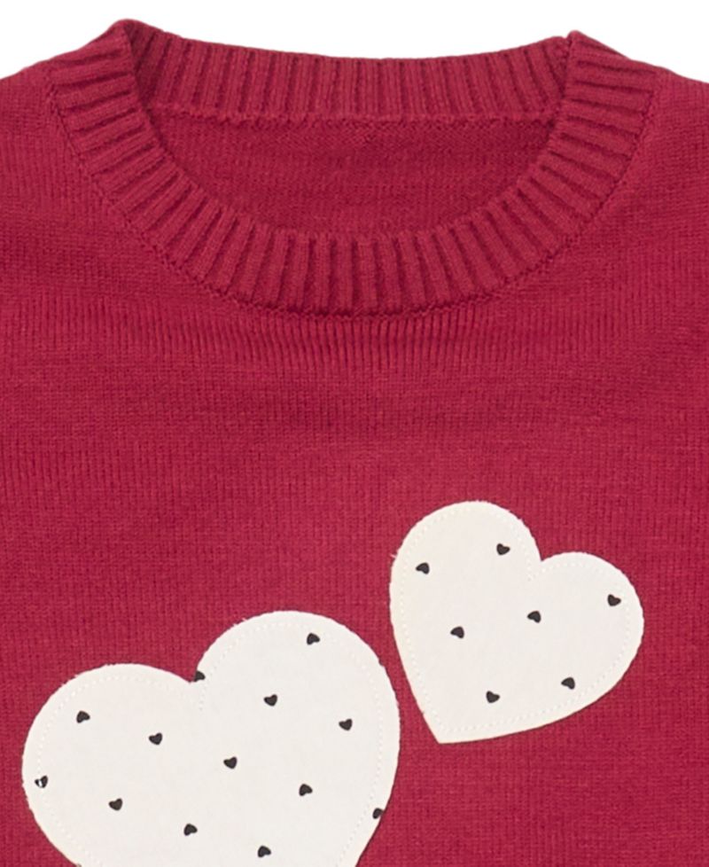 Girls' 4-16 Bow and Heart Crewneck Sweater