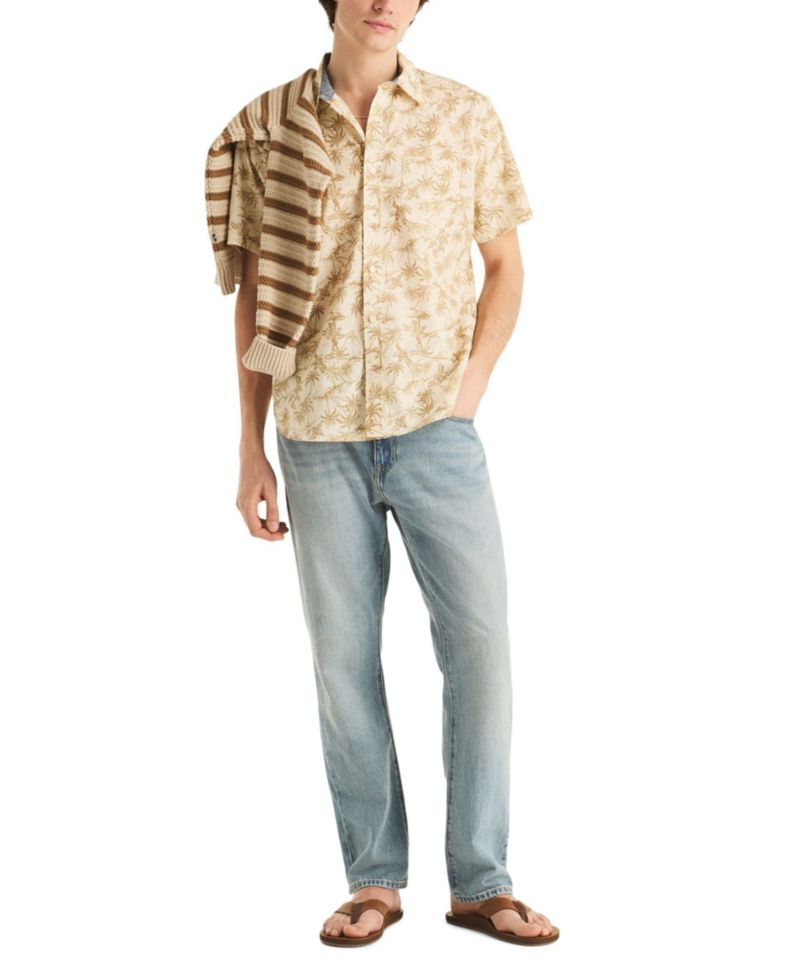 Men's Short-Sleeve Palm Tree Printed Shirt