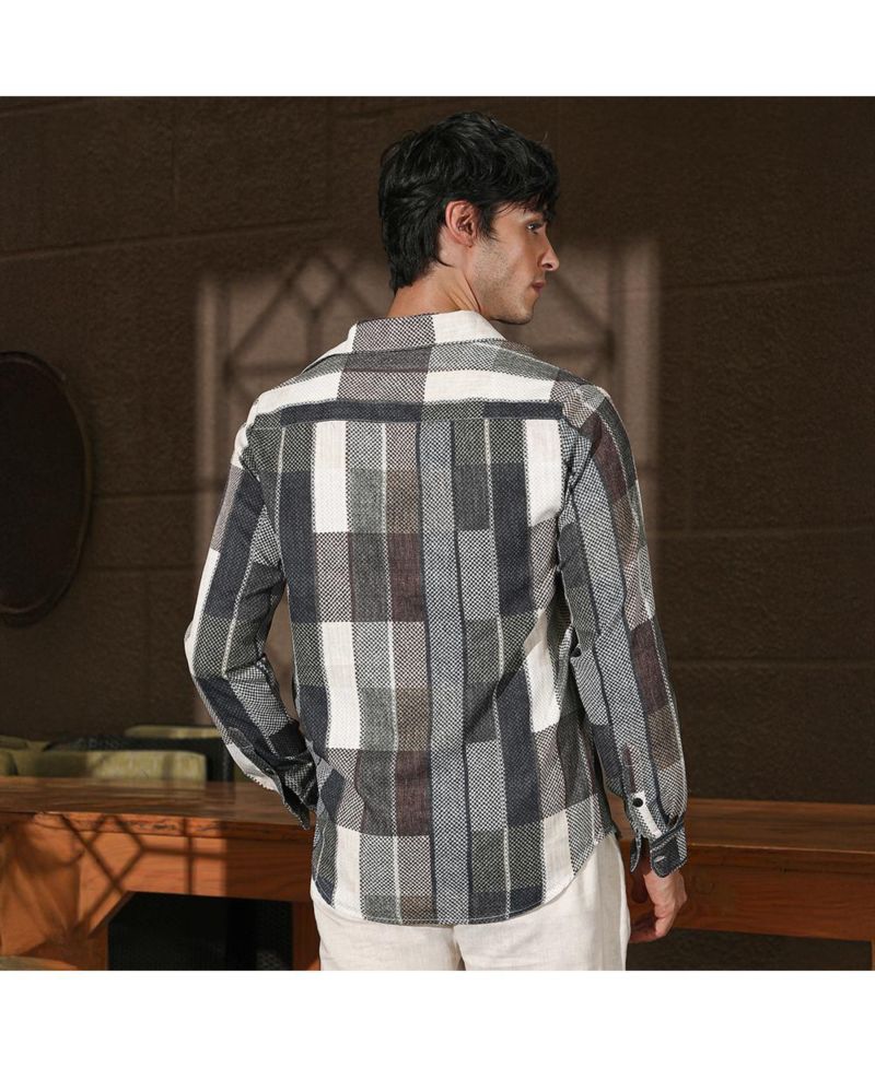 Men's Multicolour Woven-Block Oversized Shirt