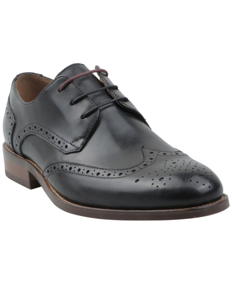 Men's Genuine Leather Wing-Tip Derby Dress Shoes