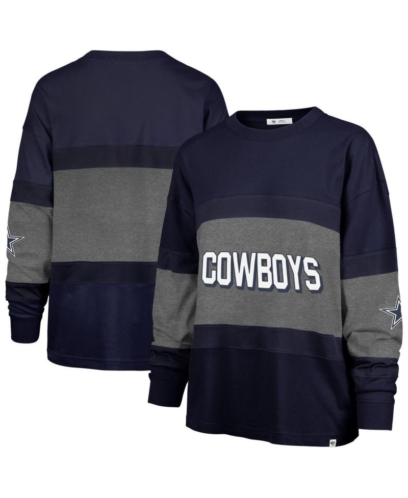 Women's Navy Dallas Cowboys Breezeway Archive Long Sleeve T-Shirt