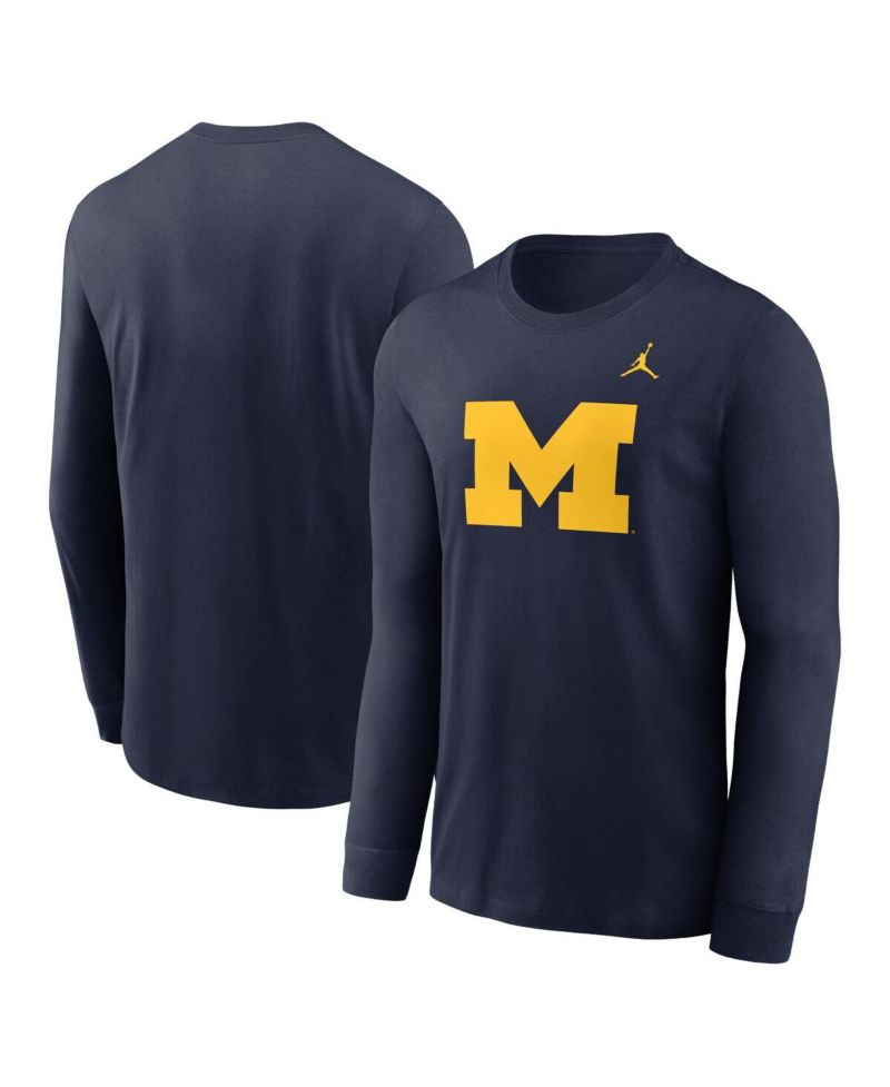 Men's Navy Michigan Wolverines Primary Logo Long Sleeve T-Shirt