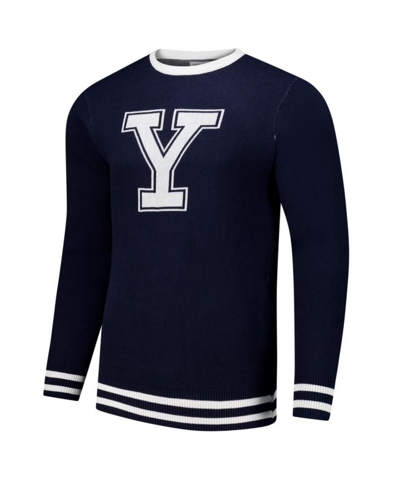 Men's and Women's Navy Yale Bulldogs Renew Knit Vintage Pullover Sweater