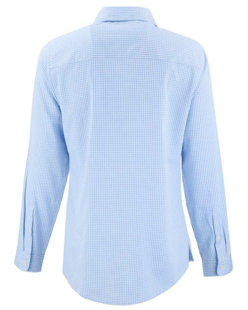 Women's Cutter and Buck Skyline Epic Confidence Recycled Gingham Long Sleeve Dress Shirt