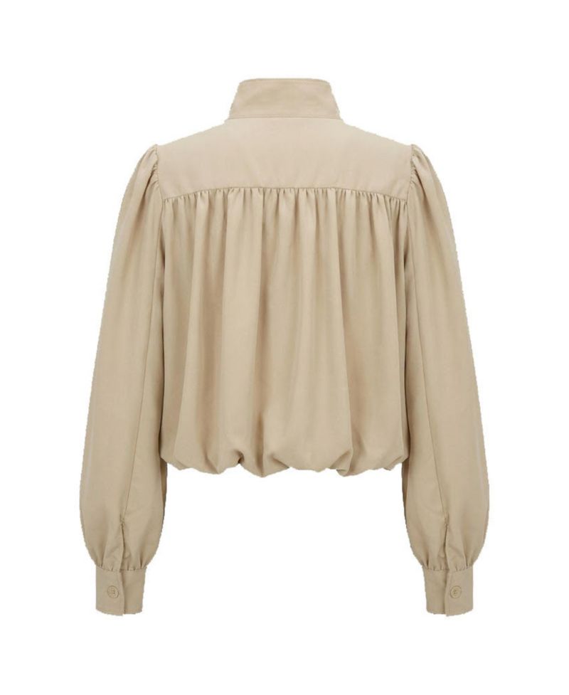 Women's Cropped Point Collar Puff Sleeve Jacket