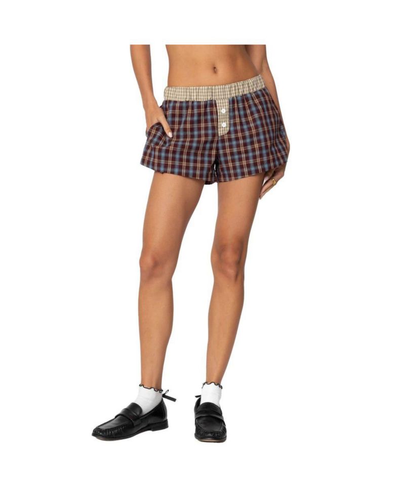 Women's Mixed Plaid Boxer Shorts