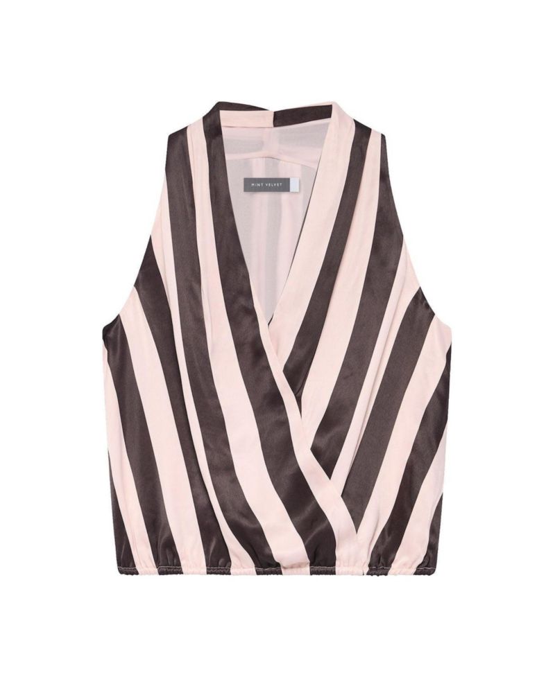 Women's Striped Halter Wrap Top