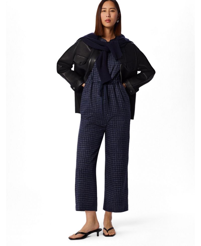 Women's Grid Print Sleeveless Jumpsuit