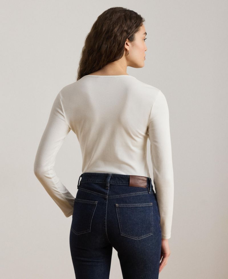 Cotton-Blend Long-Sleeve Top