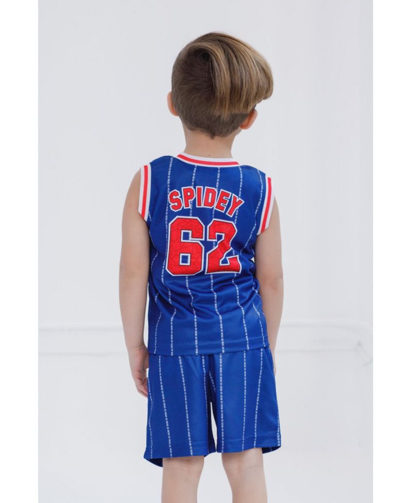 Boys Spider-Man Miles Morales Mesh Jersey Tank Top Shirt and Basketball Shorts to