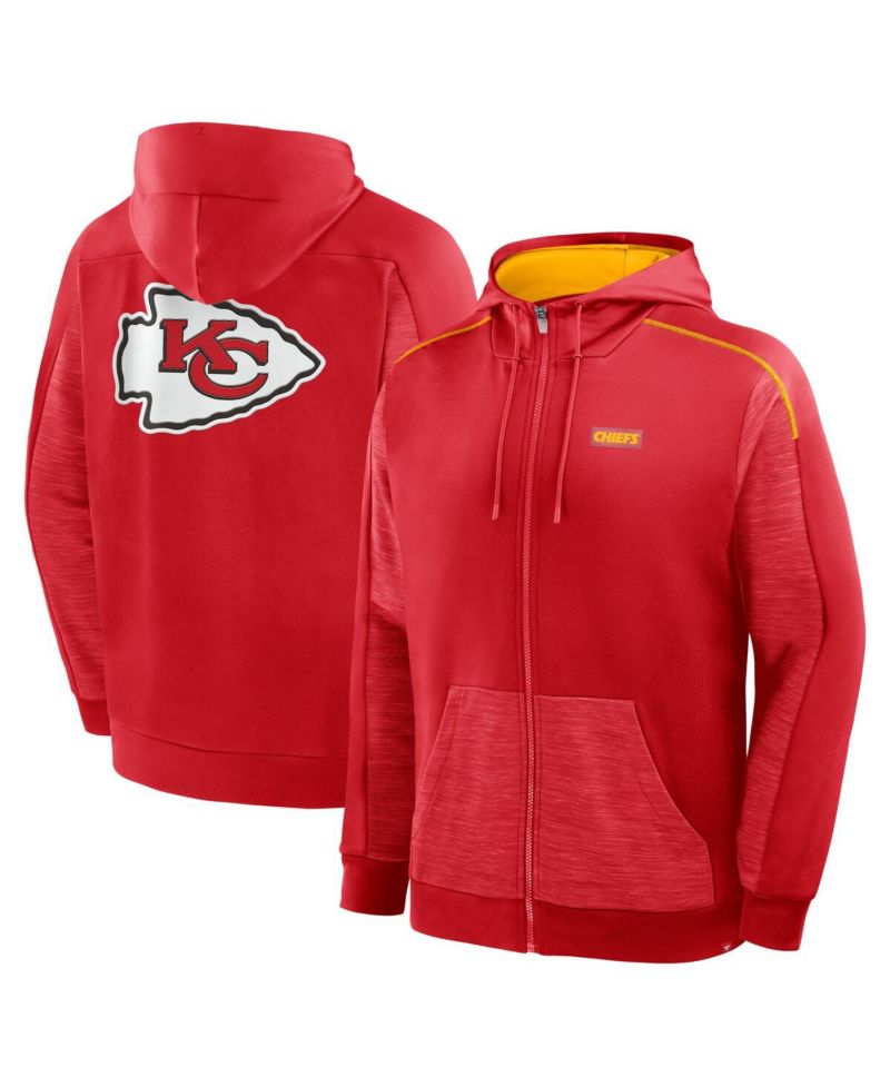 Men's Red Kansas City Chiefs Checkdown Pass Full-Zip Hoodie