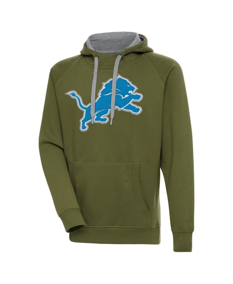Men's Olive Detroit Lions Primary Logo Victory Pullover Hoodie