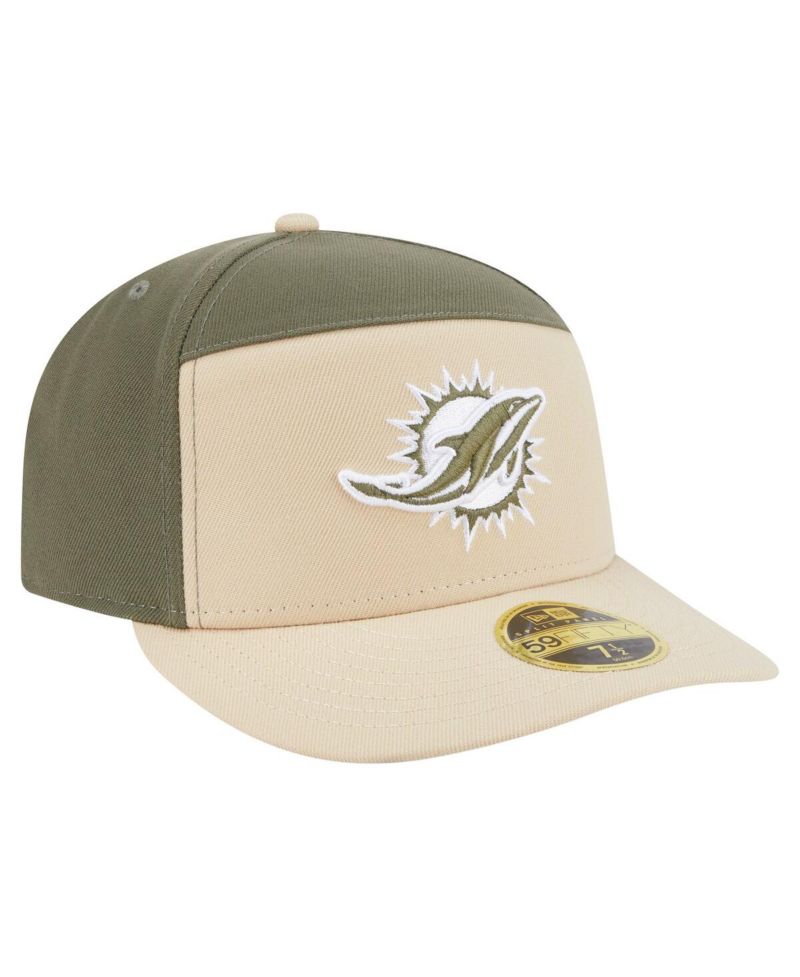 Men's Light Beige/Olive Miami Dolphins Two-Tone Color Pack Split Panel 59FIFTY Fitted Hat