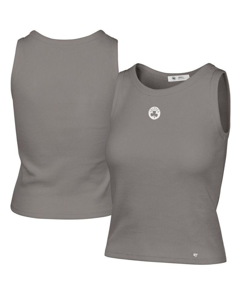 Women's Gray Boston Celtics Cropped Skyhook Baby Rib Tank Top