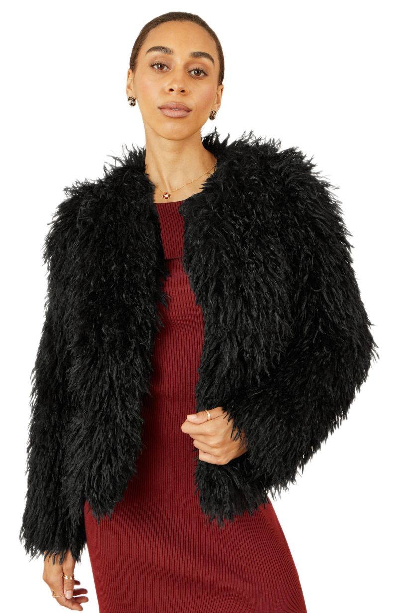 Women's Fluffy Cropped Faux Fur Coat