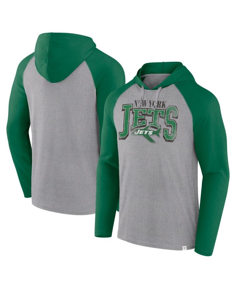Men's Gray/Kelly Green New York Jets Under Center Long Sleeve Hoodie T-Shirt