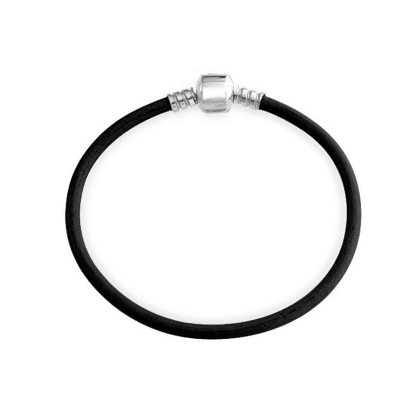 Pink Leather Strand Bracelet for Bead Charms Silver Clasp