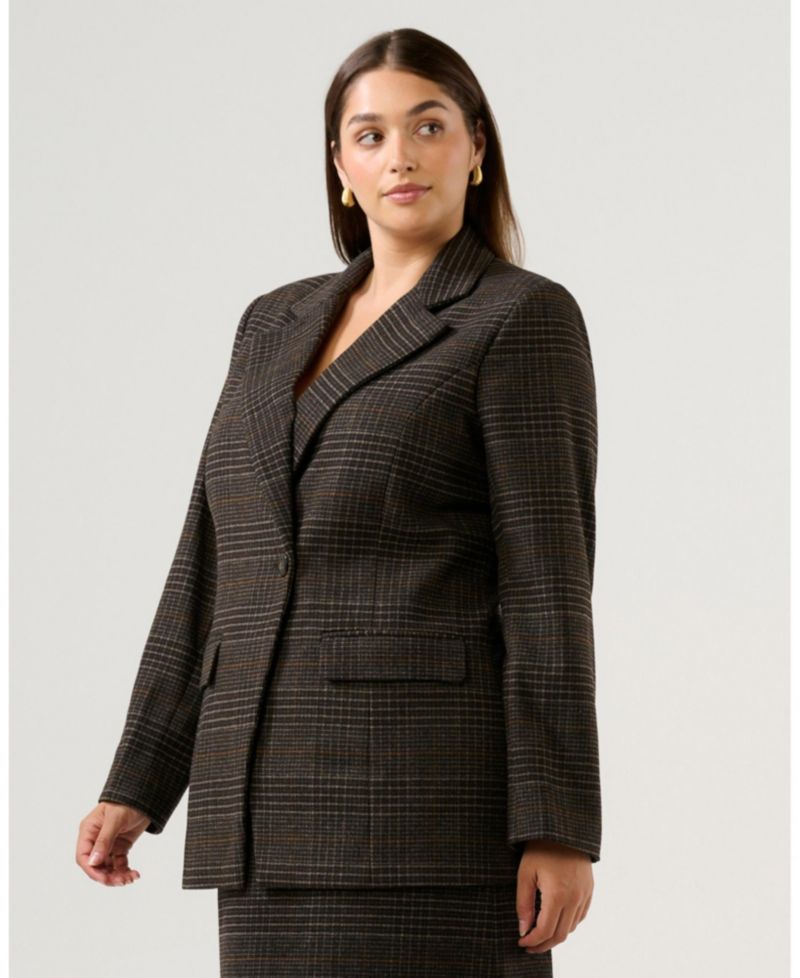 Women's Noel Check One-Button Blazer Jacket