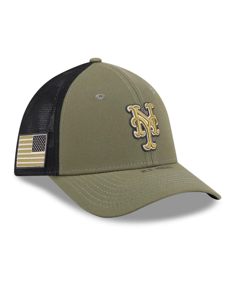 Men's Olive New York Mets 2026 Armed Forces Day 39THIRTY M-Crown Flex Hat