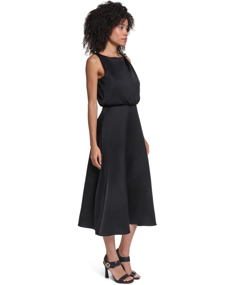 Women's Satin Sleeveless Midi Dress