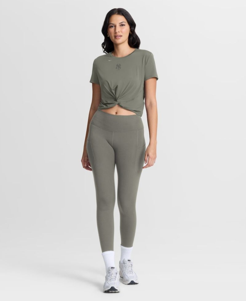 Women's Olive New York Yankees One Twist Dri-FIT Cropped T-Shirt