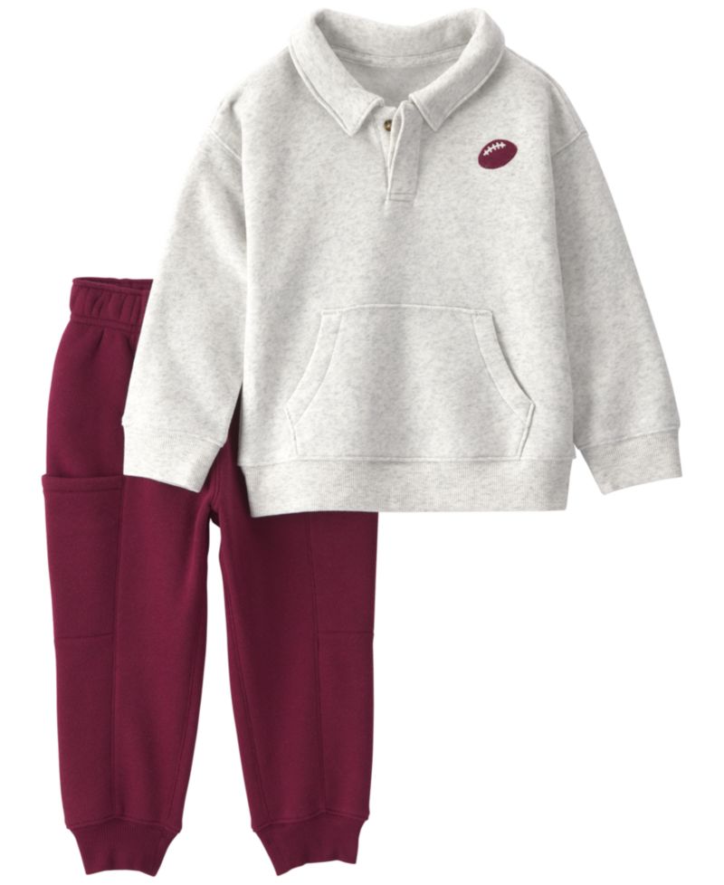 Baby Boys' Football Fleece Polo Top & Pant, 2-Piece Set