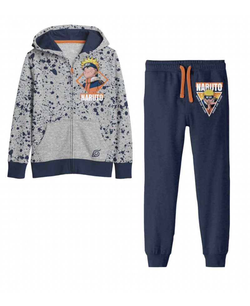 Classic Youth Boys Gray Zip Hoodie and Navy Jogger Pants-XXL