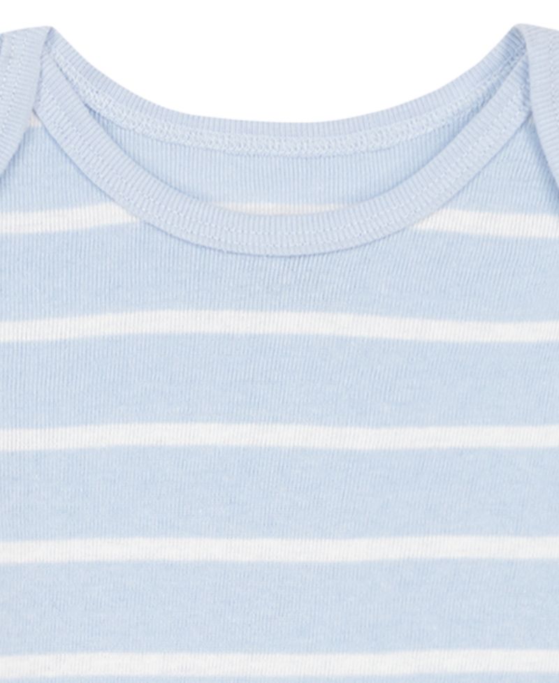 Baby Boys' Logo and Stripe Print Short-Sleeve Bodysuits, 4-Pack