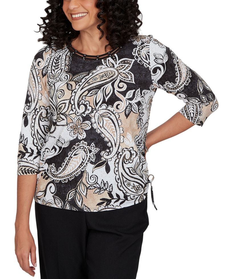 Petite Paisley Neutrals Knit Top