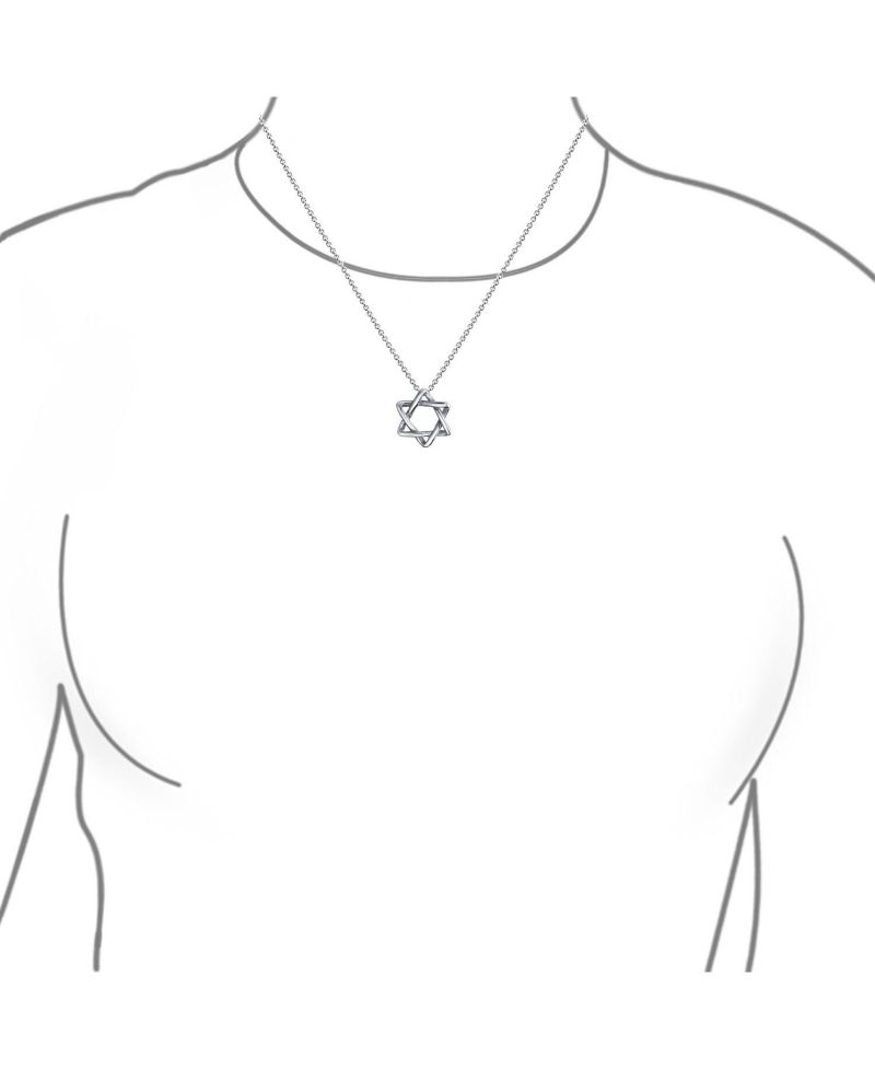 Intertwined Magen Star of David Pendant Necklace .925 Sterling Silver
