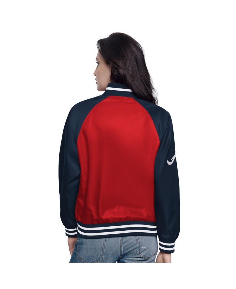 Women's Red/Navy Atlanta Braves Home Run Full-Snap Varsity Jacket