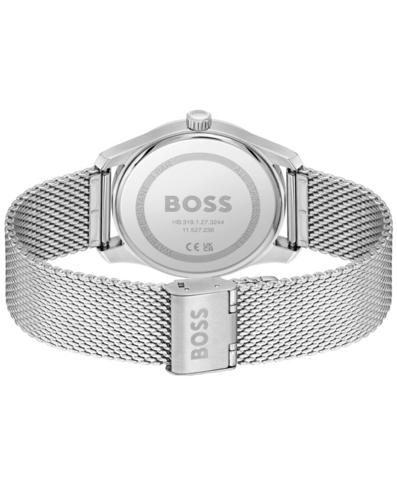 Men's Principle Quartz Basic Calendar Silver-Tone Stainless Steel Watch 41mm