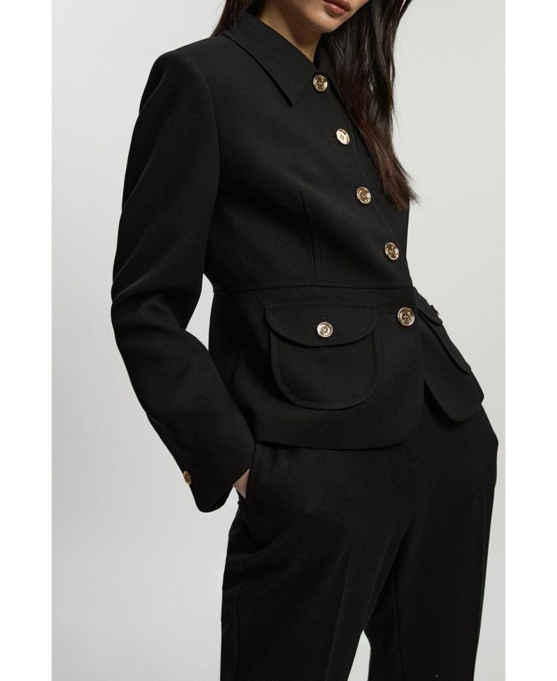 Women's Textured Compact Stretch Tailored Blazer