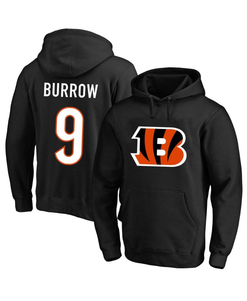 Men's Joe Burrow Black Cincinnati Bengals Big and Tall Fleece Name and Number Pullover Hoodie