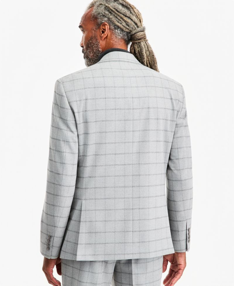 Men's Classic-Fit Gray & Black Check Suit Separate Jacket