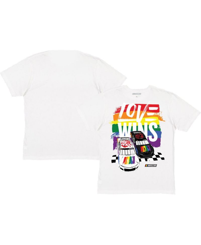 Men's White NASCAR Love Wins Pride T-Shirt