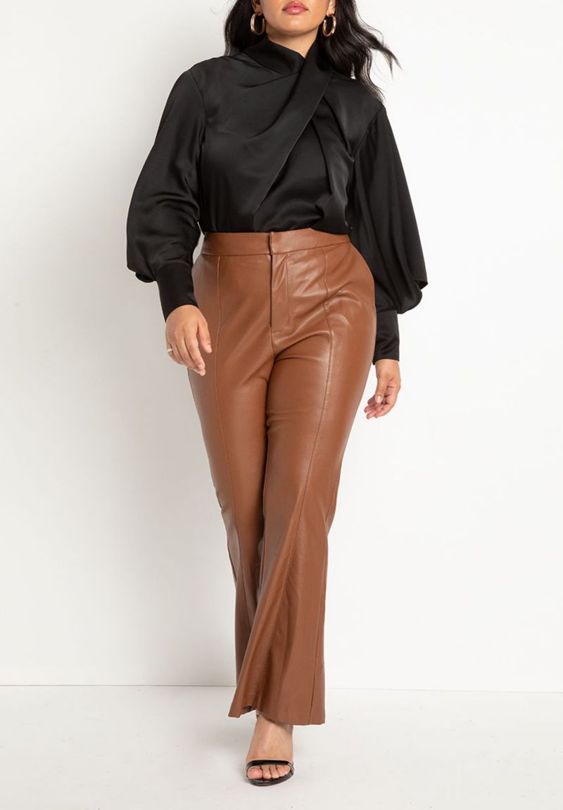 Women's Draped Neck Satin Blouse
