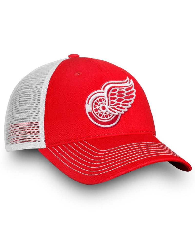 Men's Red, White Detroit Red Wings Slouch Core Primary Trucker Snapback Hat