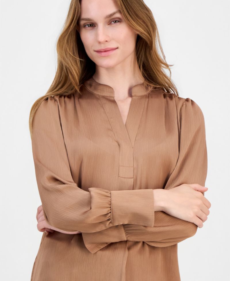 Petite Split-Neck Blouse