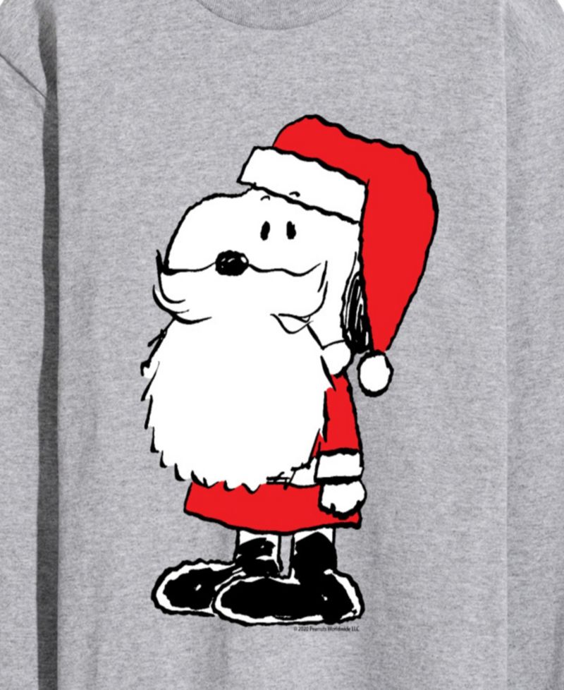 Men's Peanuts Santa Snoopy Graphic Long-Sleeve T-Shirt